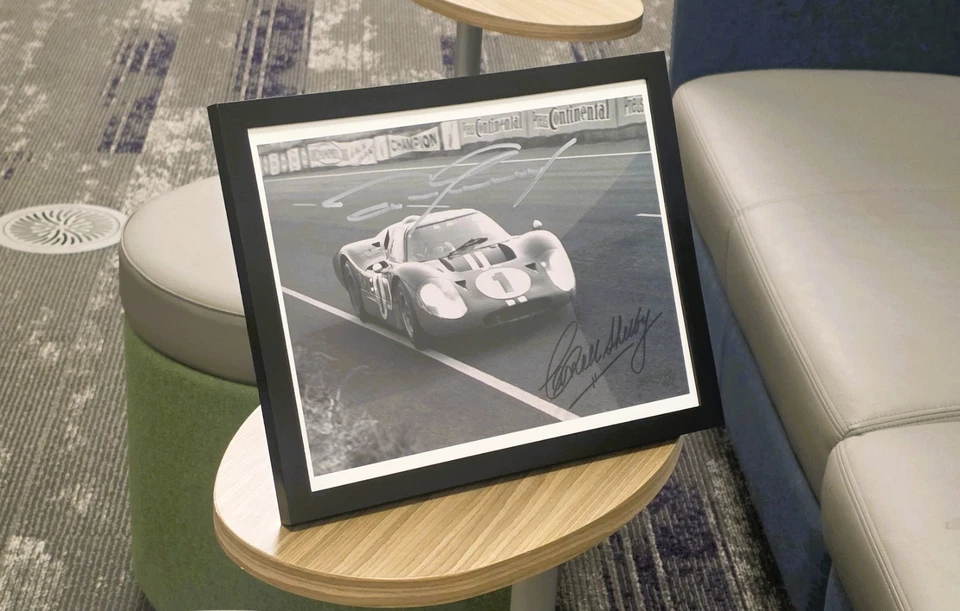 1967 Le Mans GT40 MKIV Signed Carroll Shelby & Dan Gurney Framed 8.5x11- Reprint - Image 2 of 3