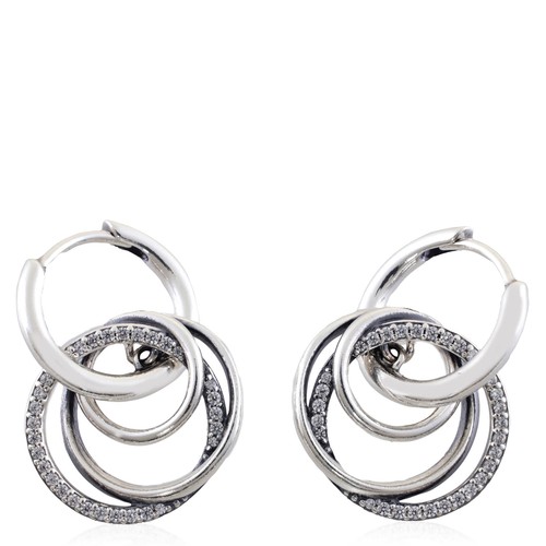 Pandora Encircled Sterling Silver Hoop Earrings