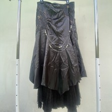 Y2K Euro Whimsygoth Black Beaded Asymmetrical Fairy Maxi Skirt Size Large