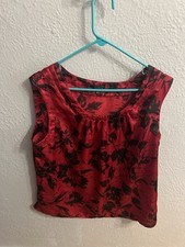 Talbots Women Red Black Sleeveless Blouse Size Large Pullover