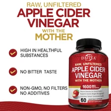 Apple Cider Vinegar 1600mg Per Serving Completely Healthy Natural Cleanser*
