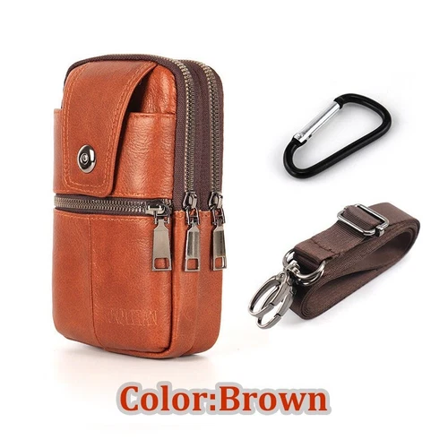 Men Leather Fashion Cell Phone Pouch Belt Loop Bag Shoulder Crossbody Waist Pack - Picture 15 of 17