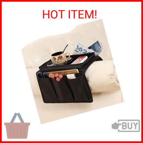 Sofa Armrest Organizer with Cup Holder Tray Chair Arm TV Remote Holder for Recli