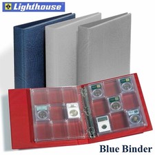 Album For 36 Certified Graded Coin Slabs Lighthouse F Blue Binder 4 Encap Pages