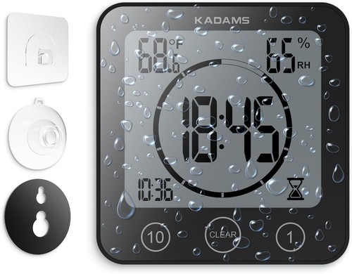 Compact Digital Shower Timer Clock with Loud Alarm & Temperature Feature - Black - Picture 12 of 12