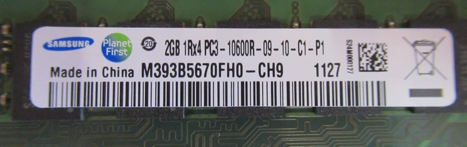 Samsung M393B5670FH0-CH9 2GB PC3-10600 DDR3-1333MHz ECC CL9 240-Pin DIMM Memory - Image 3 of 3