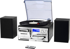 10 in 1 Record Player with External Speakers, 3 Speedturntable with AM/FM Radio,