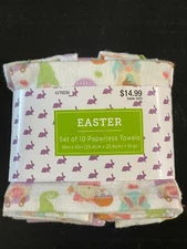 Set of 10 Easter Paperless Reusable Paper Towels Kitchen Multicolor 10” x 10”