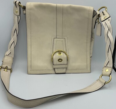 COACH Shoulder Bag Leather Beige Solid Color C06S-10052