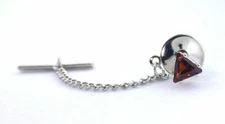 6mm Trillion Natural Red Garnet Gemstone Sterling Silver Tie Tack ESTT175/101423