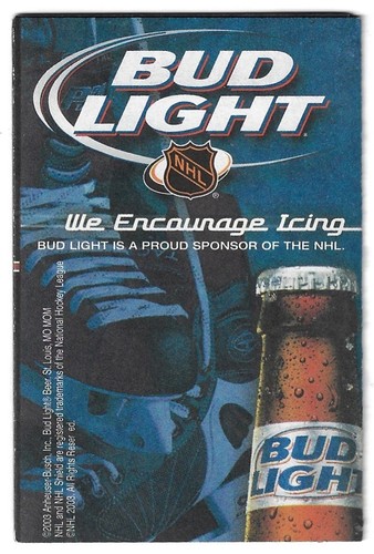 ¡Calendario de hockey Carolina Hurricanes 2003-04 de la NHL!¡!! Bud Light - Imagen 2 de 2