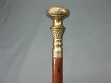 Vintage Designer Victorian Brass Knob Head Handle Wooden Walking Stick Cane Gift