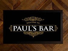 Personalised Bar mat - with your name Gold & Black - Bar runner - bar mat GB101