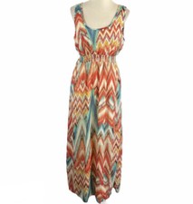 New Directions Womans Maxi Dress Size M Sleeveless Chevron Pattern