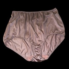 Vintage Underscore Chocolate Brown Nylon Granny Style Brief Panties Sz 9 XL XXL