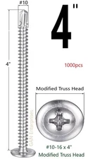 Modified Truss Head #10 x 4" Self-Drilling K-Lath Tek Screws 3pt (1000)