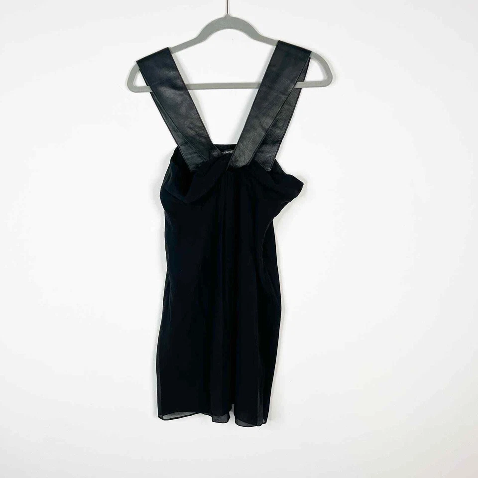 Vestido Vivienne Tam negro 100% seda con correas de cuero talla 1 Foto 2 de 4