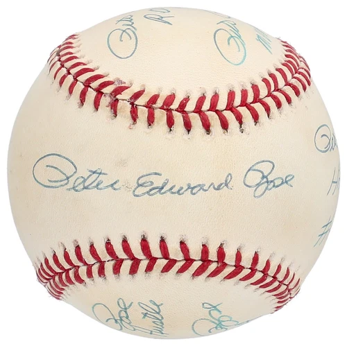 Pete Rose Signed Inscribed STAT Baseball With 6 Signatures! Beckett COA
