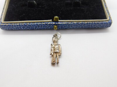 Sterling Silber Beefeater Soldat Figur Charm Anhänger Vintage um 1970