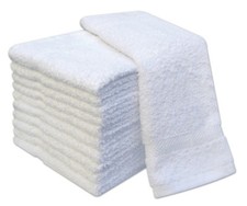 Pack of 12 White Face Cloth Towels 100% Cotton Flannels Wash Cloth
