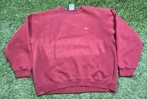 VTG 90's Nike Check Swoosh Crew Neck Sweatshirt Men's XL Faded Red Distressed