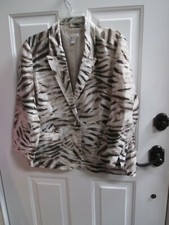 CHICO'S women's cheetah linen 2 buttons blazer Sz 2