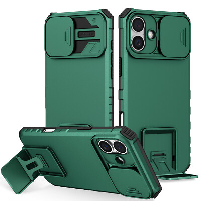 For iPhone 15 16 Pro Max 14 13 12 11 XS Kickstand Case Slide Camera Lens Cover