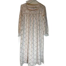 Vtg Aria Nightgown Flannel Lace Trim Long Slve Grannycore Cozycore Cottagecore S