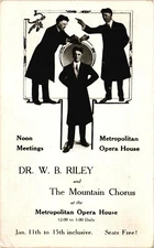 Dr William B Riley & The Mountain Chorus Metropolitan Opera House Postcard 1910s