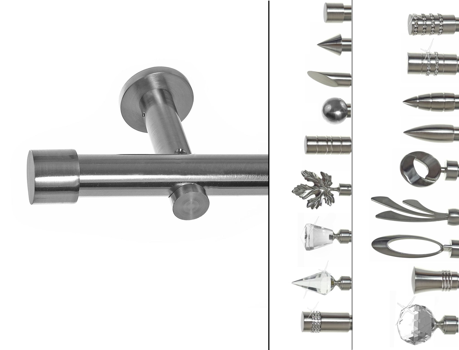 Gardinenstange mit Wandhalterung I Metall Edelstahl Look 1-läufig I Ø20mm I H31