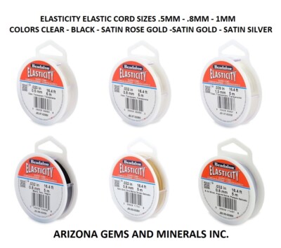 Beadalon Elasticity Elastic Cord for Beading Various Sizes.5mm.8mm 1mm + Colors 
