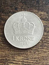 1994 Norway 1 One Krone Beautiful Rare Date Actual Coin TC1037*