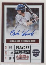2017 Panini Elite Extra Edition Playoff Ticket /15 Braden Shewmake Auto 7iu