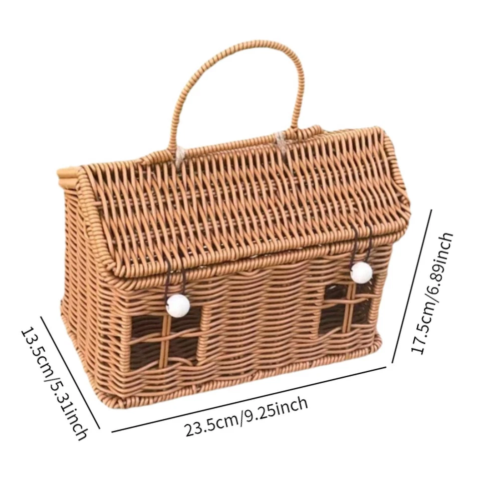 Woven Rattan Basket Gift Wrapping Basket Artwork Decorative Picnic Basket for - Image 3 of 4