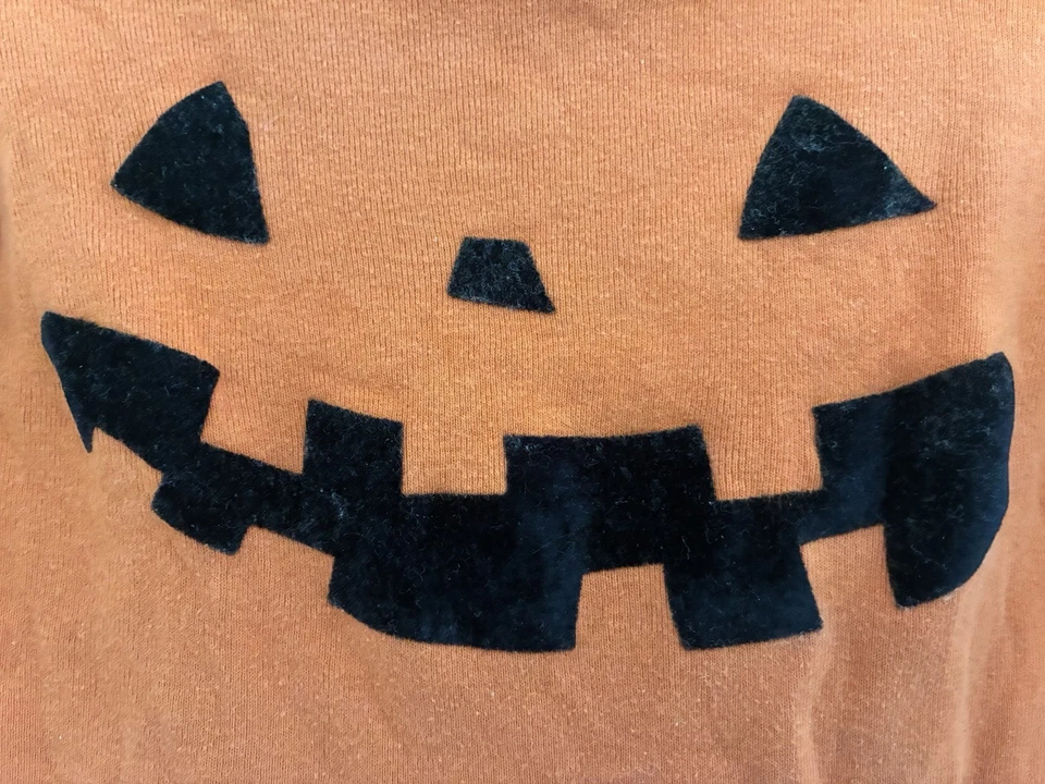Gymboree Kids Girls Boy Fuzzy Jack-O-Lantern Cotton Long Sleeve PJ Top Orange 6 - Image 3 of 4