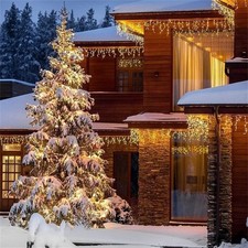 Christmas LED Curtain Icicle Lights Outdoor Decor Waterproof Xmas