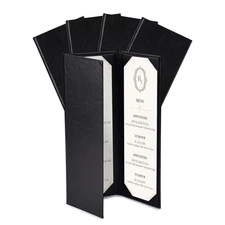 WeChef 5 Pack Leather Menu Covers 4.25x14" Trifold 3 View Angle Corner Wine List