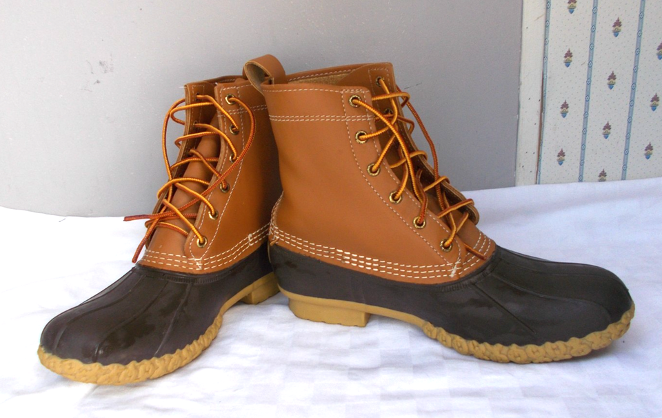 LL Bean Duck Boots 8” Womens 10W Tan Brown Leather Waterproof 212880 ...
