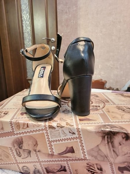 Women Heels Black Faux Leather 36 #7VDH