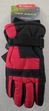 Tek Gear Warmtek Boys 8-20 Ski Gloves BLACK RED Winter Snow Sledding Cold OW25