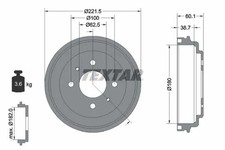 2x Tambor de freno 94037600 TEXTAR para HYUNDAI ATOS