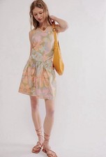 Free People Deserted Island Mini Dress Women’s M Rainforest Combo Print Bohemian