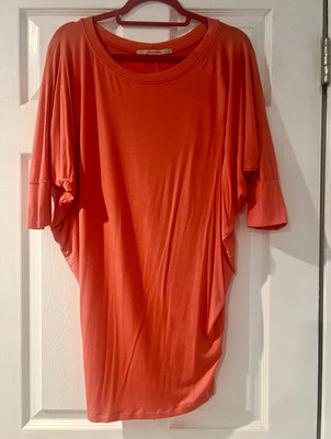 41 Hawthorn Orange Solid Oversized Dolman Scoop Neck 3/4 Sleeve Tunic Top M