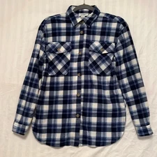 Just Polly New York Blue and White Plaid Flannel Shirt Women's size Small