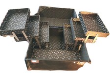 Caboodles Black Hard Makeup Train Case Organizer w/ Tiered Trays 9  x 11.5  