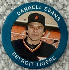 1984 Fun Foods #117 Darrell Evans  Detroit Tigers MLB baseball button pin