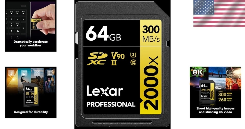 Professional 64GB SD Card - UHS-II, 8K, Full HD, 300MB/s - Image 2 of 4