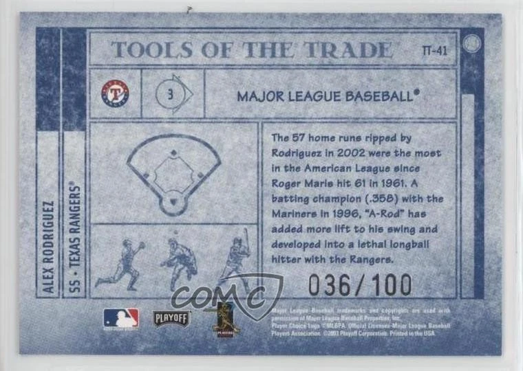 2003 Playoff Absolute Memorabilia Tools of the Trade Spectrum Alex Rodriguez - Image 2 of 2
