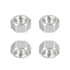 4 Pack 3/8-16(UNC) Hex Nuts 304 Stainless Steel Hexagonal Nuts Silver Tone