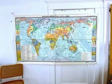 Vintage 1974 Soviet Zoogeographic World Map – Russian USSR School Poster Mural
